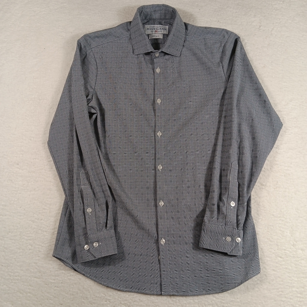 Mizzen + Main Shirt Mens Large Leeward Trim Fit Performance Plaid Office